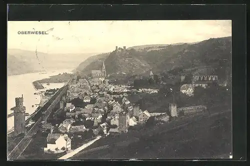 AK Oberwesel, Ortsansicht mit Fluss