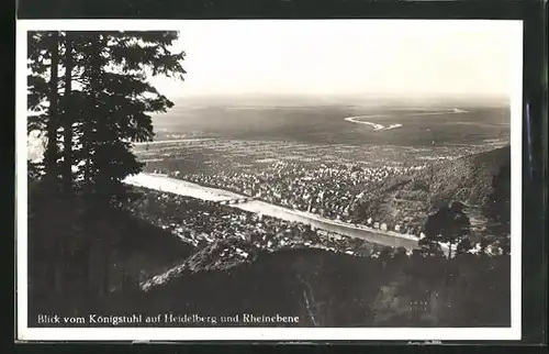 AK Heidelberg, Ortsansicht vom Königstuhl aus