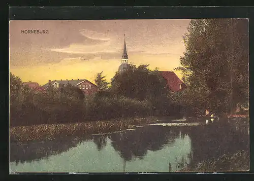 AK Horneburg, Flusspartie mit Blick zur Kirche