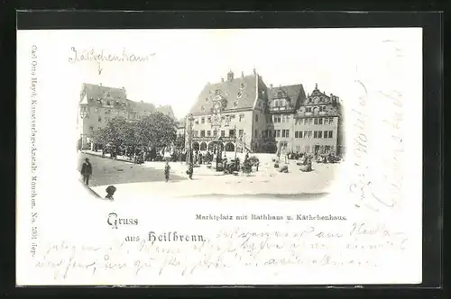 AK Heilbronn, Marktplatz mit Rathaus und Käthchenhaus