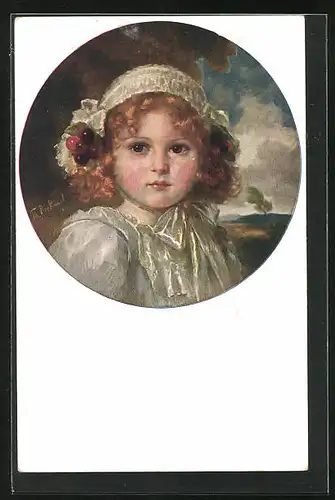 Künstler-AK sign. Th. Recknagl: Portrait eines jungen Mädchens, Goldelse
