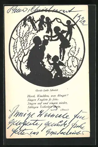 Künstler-AK sign. Gerda Luise Schmidt: Mutter mit Kind lauschen dem Lied der Engel