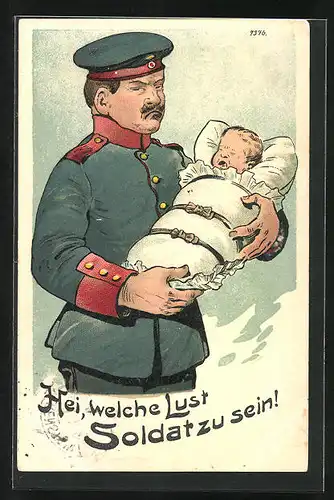 Künstler-AK Bruno Bürger & Ottillie Nr. 7376: Soldat mit weinendem Kind auf dem Arm