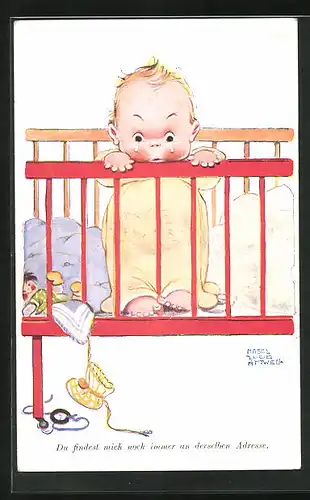 Künstler-AK Mabel Lucie Attwell: Kleines Baby mit dicken Wangen weint