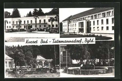 AK Bad Tatzmannsdorf, Brunnen, Gebäudeansichten, Parkpartie
