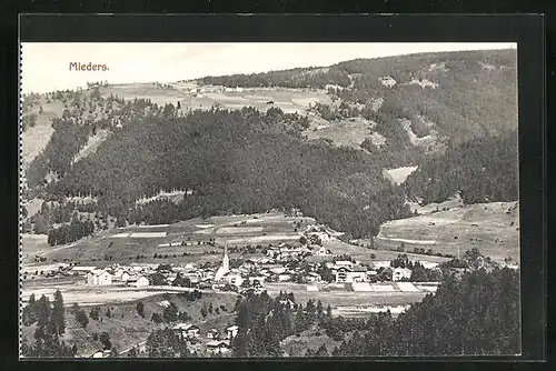 AK Mieders, Gesamtansicht des Ortes mit Bergen