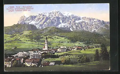 AK Cortina d` Ampezzo, Ort gegen den Tofana gesehen
