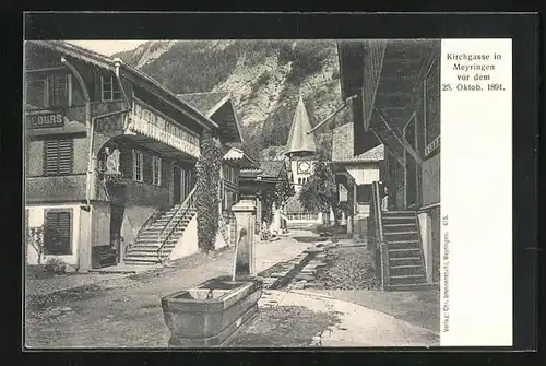 AK Meiringen, Kirchgasse vor Oktober 1891