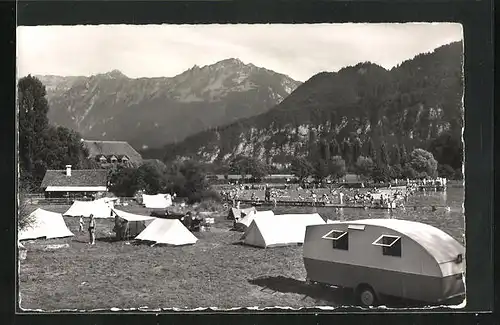 AK Unterseen, Camp Neuhaus mit Faulhornkette