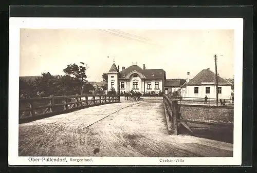 AK Ober-Pullendorf, Czebán-Villa, Brücke