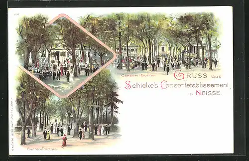 Lithographie Neisse, Schickes Concertetablissement und Restaurant