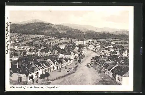 Künstler-AK Mannersdorf a. d. Rabnitz, Hauptstrasse durch die Stadt