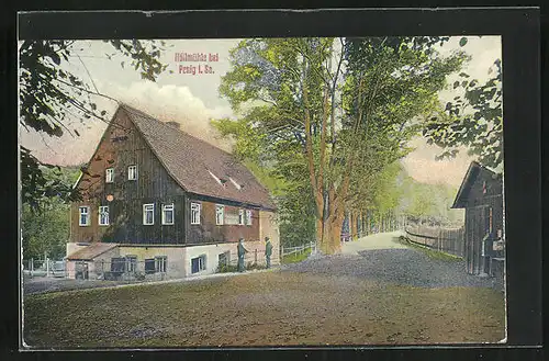 AK Penig i. Sa., Strassenpartie an der Höllmühle
