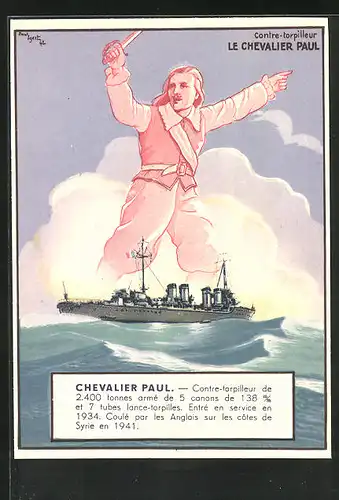 AK Contre-Torpilleur Chevalier Paul, Französisches Kriegsschiff