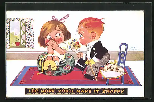 Künstler-AK sign. A. S. Merritt: I do hope you`ll make it snappy