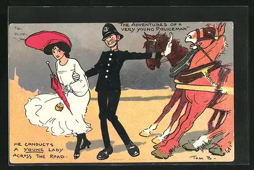 Künstler-AK Tom Browne: The adventures of a very young policeman