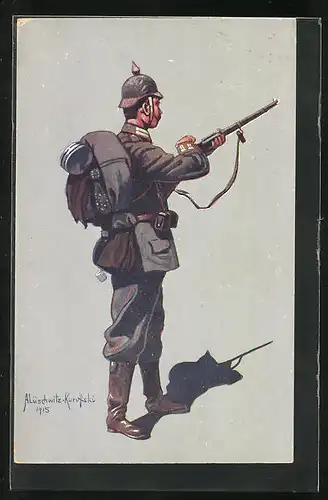 Künstler-AK Infanterist des 4. Garde-Reg. zu Fuss, Felduniform