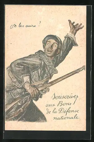 Künstler-AK Französischer Soldat fordert die Franzosen auf Kriegsanleihe zu zeichnen