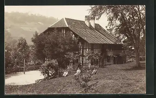 AK Rüeggisberg, Bütschel, Gasthaus mit Garten