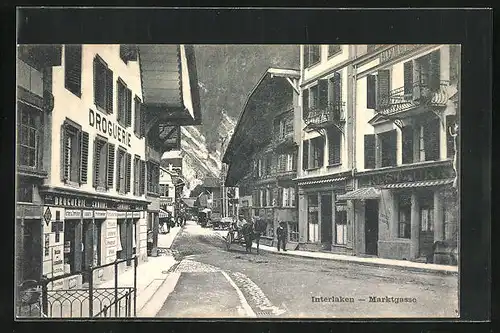 AK Interlaken, Blick in die Strasse Marktgasse