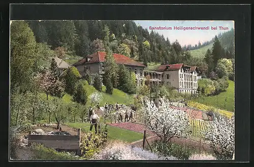 AK Heiligenschwendi b. Thun, Sanatorium, Garten