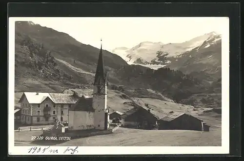 AK Gurgl /Oetztal, Kirche mit Berglandschaft