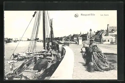 AK Nieuport-Ville, Les Quais, Segelboot