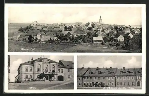 AK Bärnau /Opf., Löwenbrauerei von Alois Weiss, Rathaus, Teilansicht mit Kirche