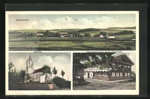 AK Erpfenzell, Hermann`sches Gasthaus, Kirche, Panorama