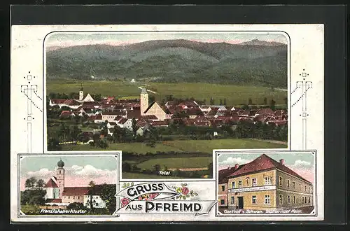 AK Pfreimd, Gasthof z. Schwan, Franziskanerkloster, Totalansicht