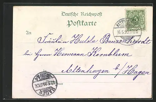 Lithographie Altenvoerde, Gasthof zur Post v. J. Albers, Teilansicht
