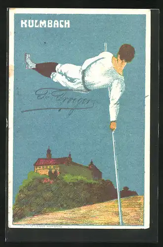 Künstler-AK Kulmbach, Turnfest 1911, Stabhochspringer