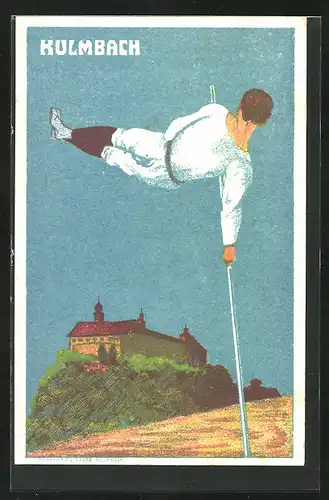 Künstler-AK Kulmbach, Turnfest 1911, Stabhochspringer
