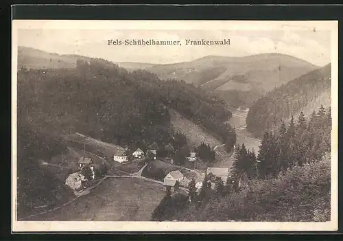 AK Schwarzenbach-Schübelhammer, Ortsansicht aus der Vogelschau