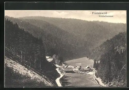 AK Schwarzenbach-Schübelhammer, Ortsansicht aus der Vogelschau
