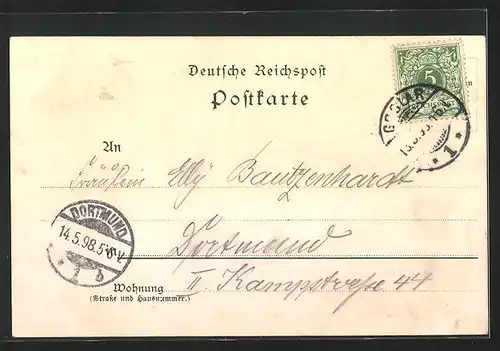 Lithographie Goslar /Harz, Gosewasserfall, Restaurant und Gasthof im Ort