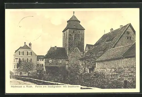 AK Höchstadt /Aisch, Partie am Stadtgraben mit Stadtturm