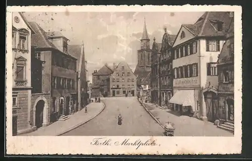 AK Fürth, Marktplatz mit Geschäften