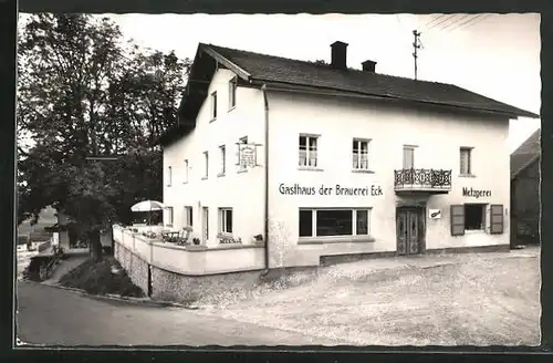 AK Böbrach /Bayer. Wald, Gasthaus und Metzgerei der Brauerei Eck