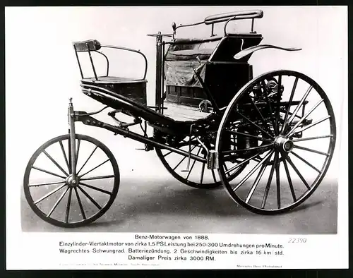 Archiv-Fotografie Auto Benz Motorwagen von 1888