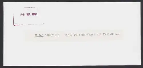 Archiv-Fotografie Auto Benz 14 /30 PS Fahrgestell mit Motor & Keilkühler