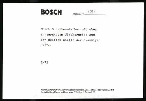 Archiv-Fotografie Bosch Auto-Scheibenwischer mit oben angeordneten Wischermotor