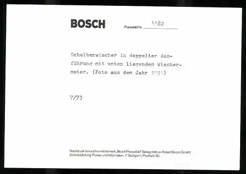 Archiv-Fotografie Bosch Auto-Scheibenwischer mit unten liegendem Wischermotor