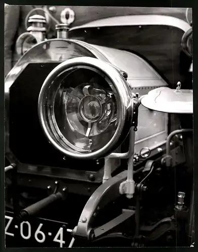 Archiv-Fotografie Auto-Automobil-Detail, Karbid-Lampe mit mehreren Reflektoren, Grossformat 29 x 22cm