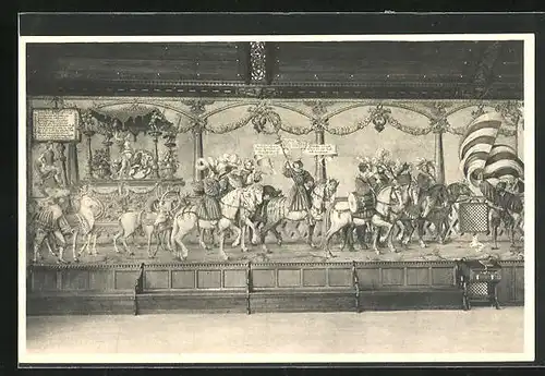 AK Wasserburg / Inn, Wandgemälde im Rathaussaal