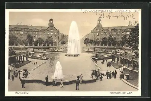 AK Mannheim, Passanten am Friedrichsplatz