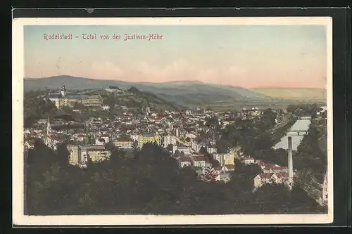 AK Rudolstadt, Panoramablick von der Justinen-Höhe