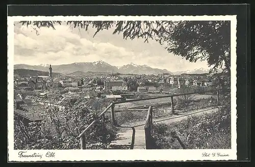 AK Traunstein / Obb., Panoramablick vom Berg