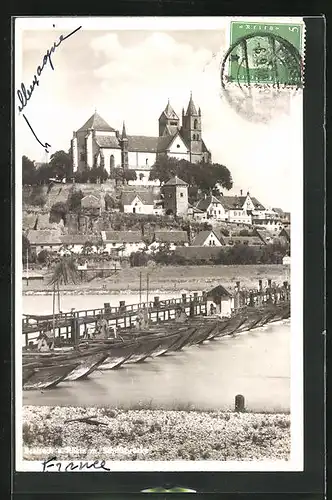 AK Breisach / Rhein, Schloss und Schiffsbrücke