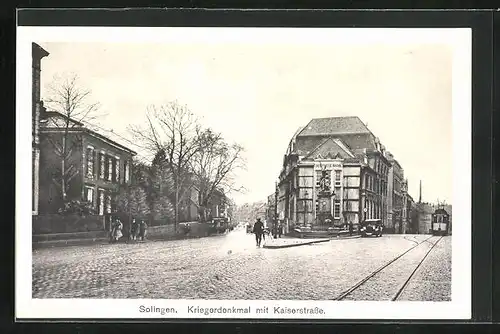 AK Solingen, Kaiserstrasse mit Kriegerdenkmal